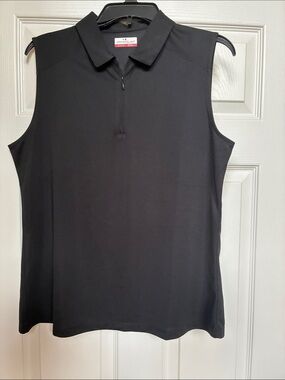 Grand Slam Women's Black Sleeveless Polo Tank with Zip